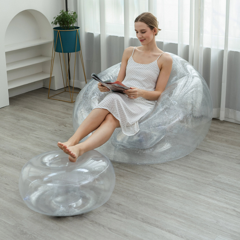 Sofá inflable perezoso grueso a través del espejo, sillón reclinable plegable, sofá exterior con combinación de pedal, sofá flocado