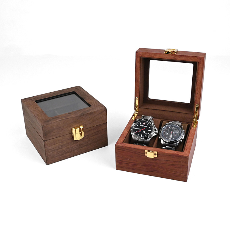 现货2位手表盒木质高档手表包装盒复古木盒手表展示盒收纳盒