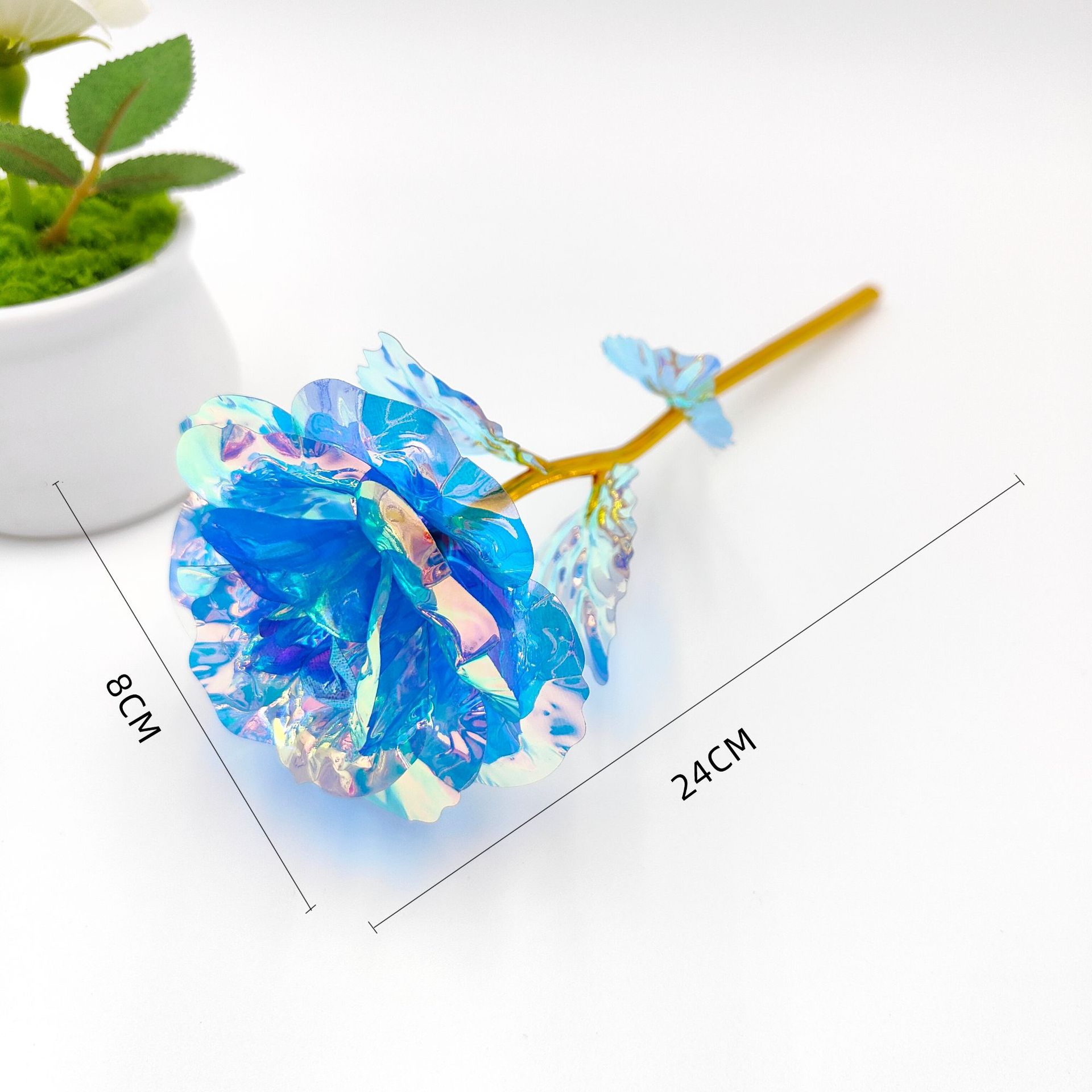 Color Flor de oro Hoja de oro Flor de rosa Simulación Láser Rosa colorida Día de la madre Día romántico Día de San Valentín Día de la mujer Regalo