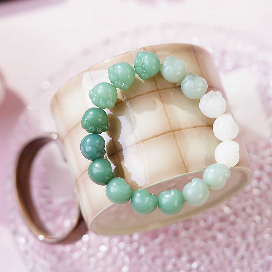 thumbnail image 1 of Primavera y verano nuevos productos dulce gradiente gato garra gato mano decoración imitación bodhi pulsera texto femenino jugar pulsera de mano joyería gato garra verde uno, 1 of 2