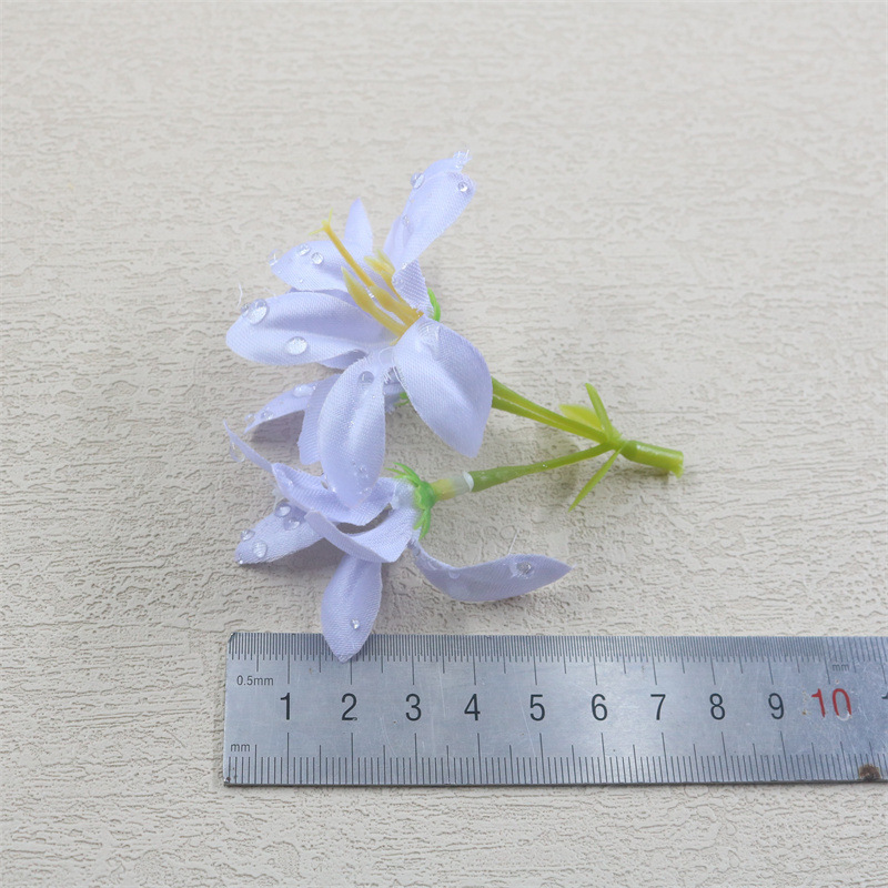 批发新款仿真花露水三叉百合DIY手工花束婚庆拍照装饰用品绢花|undefined