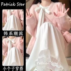 韩系温柔两件套2025秋冬新款软糯粉色毛衣开衫设计感初恋连衣裙女