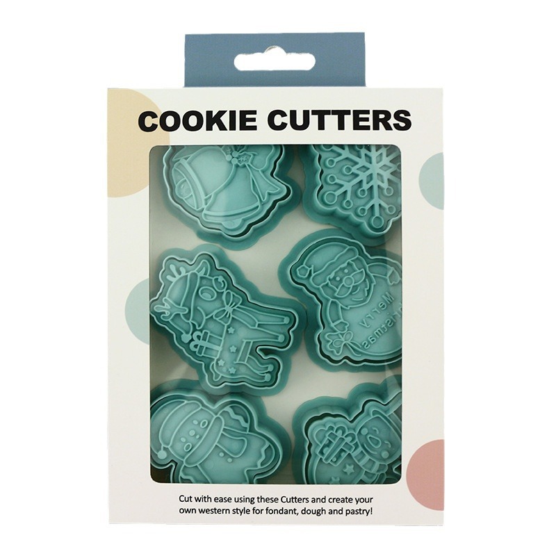 Molde de galletas de dibujos animados de Navidad para el hogar herramienta de horneado de bricolaje 3d juego de moldes de galletas de azúcar