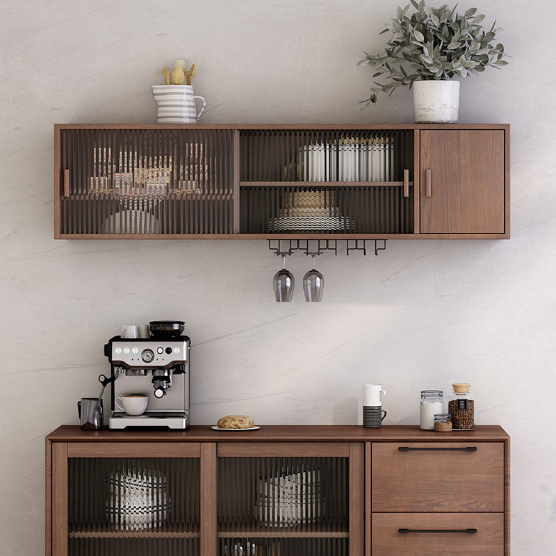 Solid Wood Wall Cabinet Wall-Mounted Kitchen Living Room Bedroom Wall Cabinet Wall Storage Cabinet Sideboard Wall-Mounted