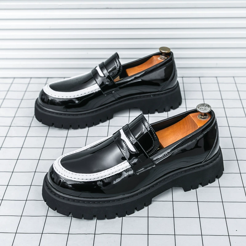 2025 весна и лето новая повседневная мужская обувь на толстом каблуке рукава большие размеры Lefu обувь модная универсальная удобная минималистская кожаная обувь