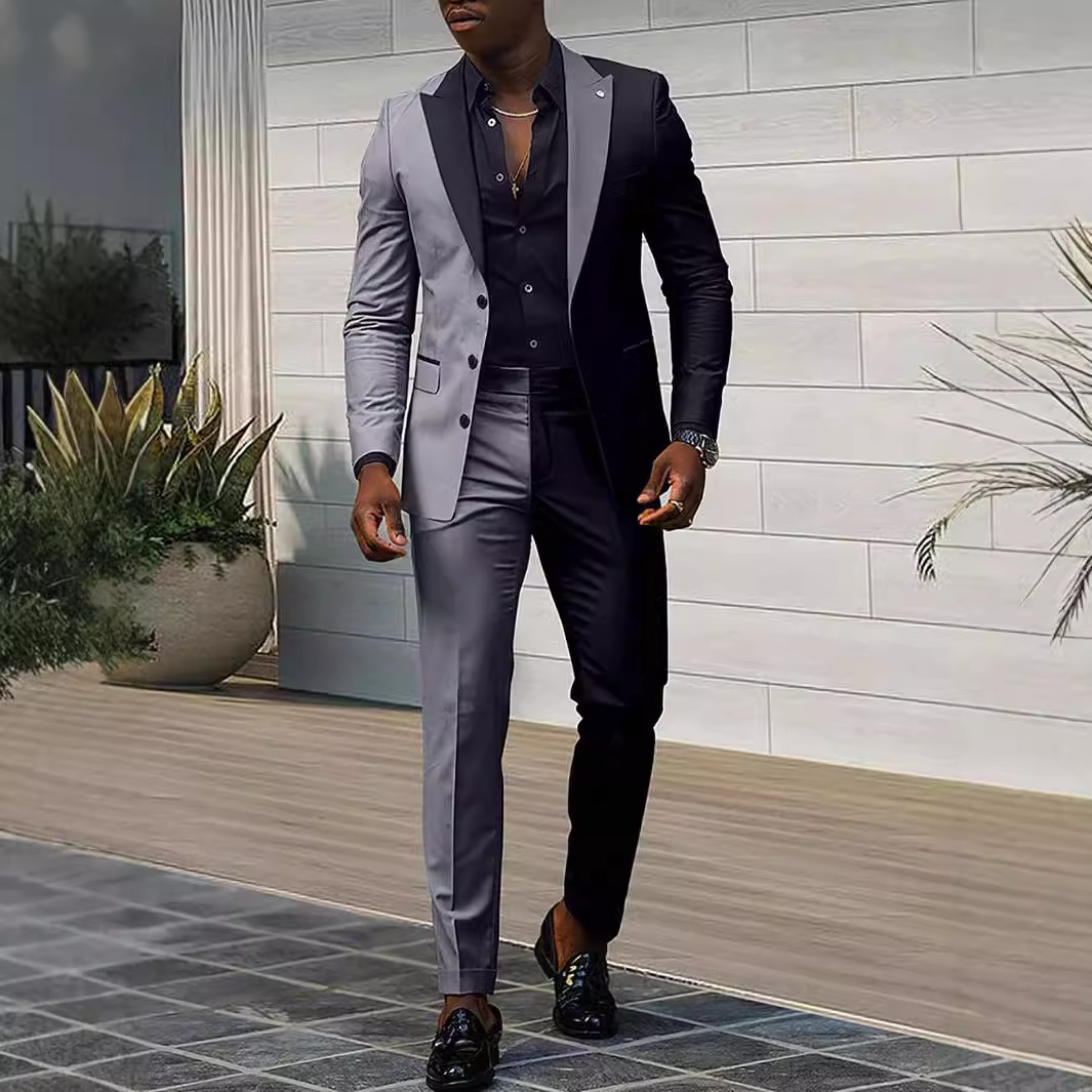 Abbigliamento da uomo, abbigliamento formale da uomo, di alta qualità, coordinato di colori, autunno 2024, abito a due pezzi, sottile e comodo, WL008+MR7_voghion.com