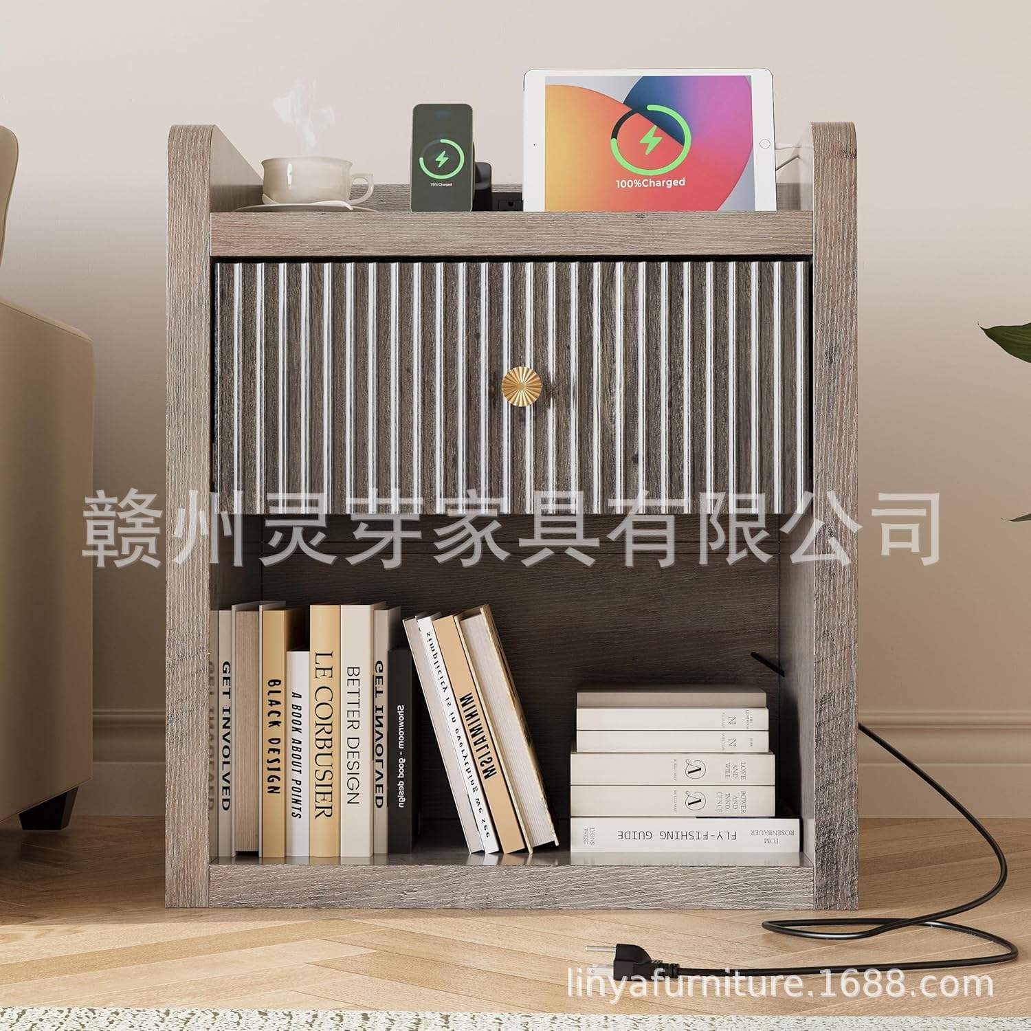 Mesita de noche personalizada transfronteriza con luces LED, recargable, pequeña, sencilla, moderna, para el hogar