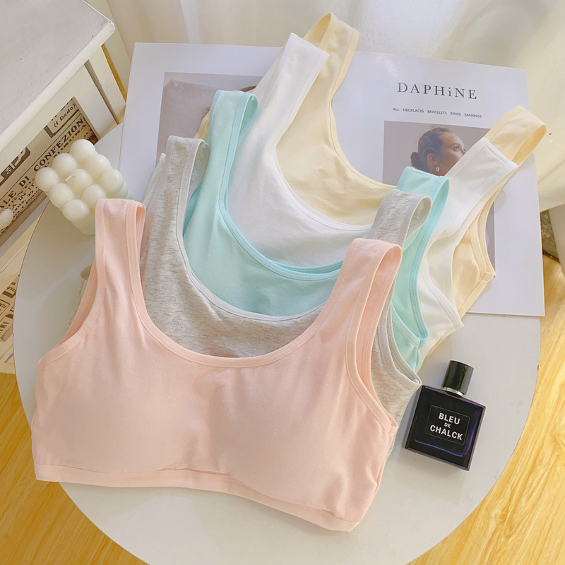 Seamless Development Period Vest Without Rims Girls' Bra Fixed All-In-One Chest Pad Junior High School Student Underwear for Women Seamless Development Period Vest Without Rims Girls' Bra Fixed All-In-One Chest Pad Junior High School Student Underwear for Women