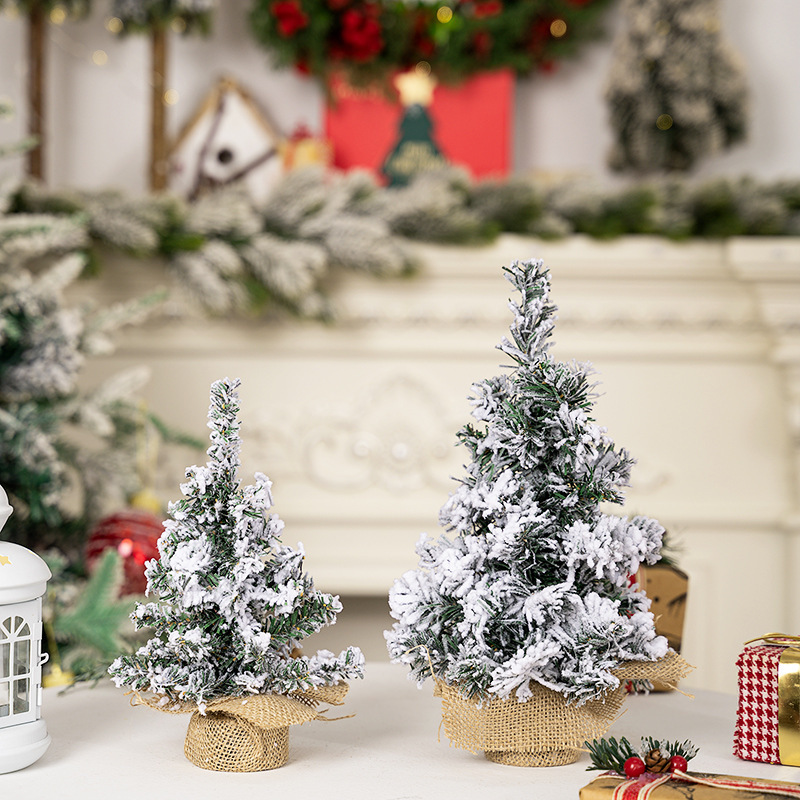 豪貝のクリスマスの装飾品のアイデアは雪のクリスマスツリーのミニの小さい木のデスクトップの置物のクリスマスの雪の小さい木をシミュレーションします。|undefined
