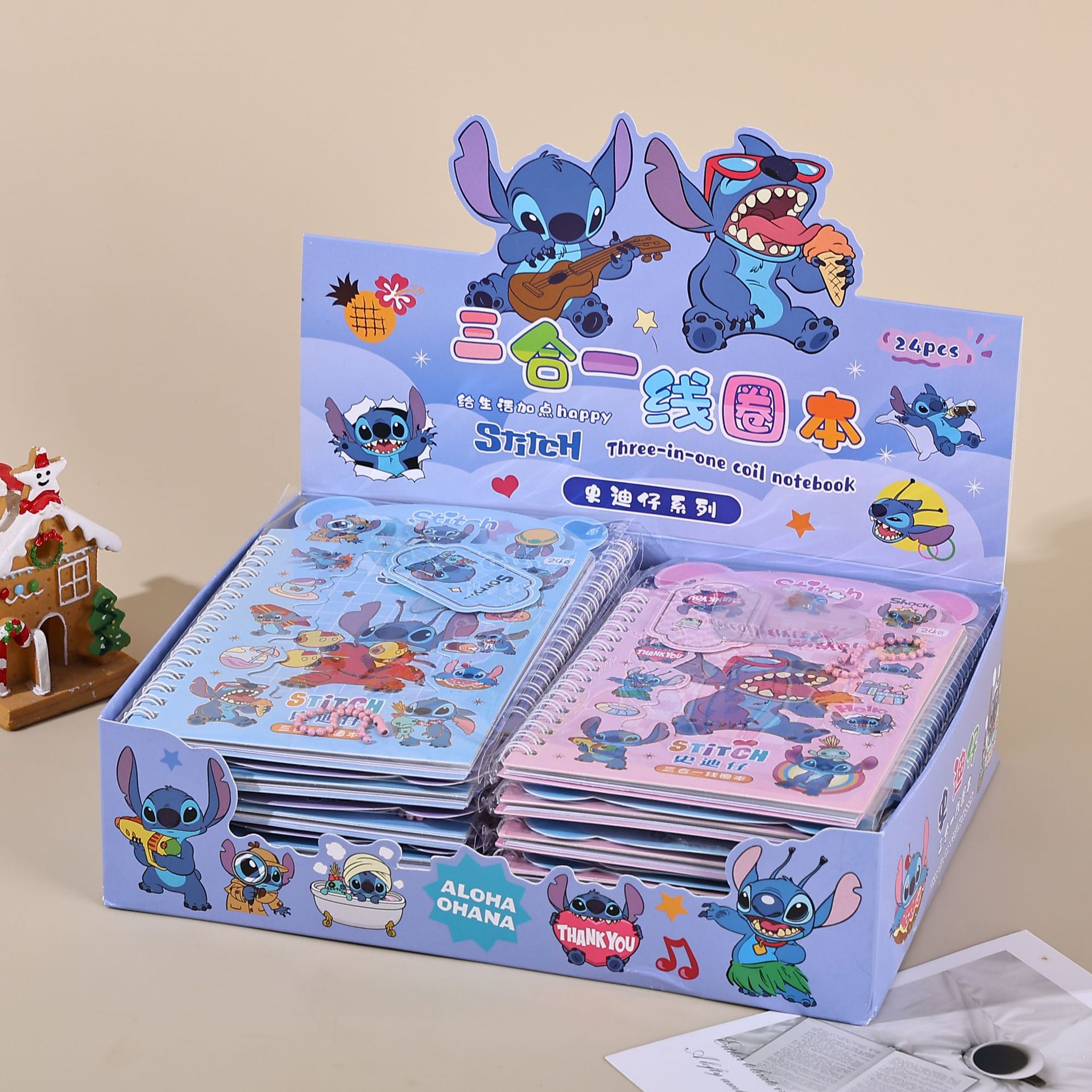 新しいハンドブック スリーインワン コイルノート ステッカー付き DIY 素材ステッカー かわいいポータブルノート ペンダント付き