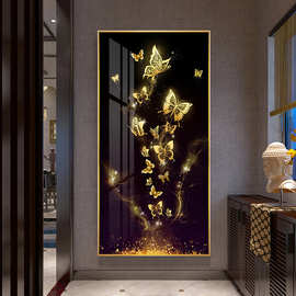轻奢黑金蝴蝶高级装饰画玄关走廊过道背景墙挂画现代简约大气壁画