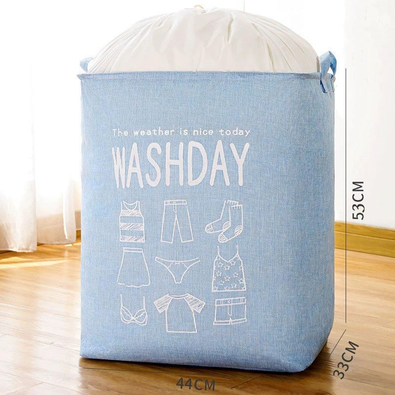 Folding laundry basket, toy, handheld storage basket, storage system, drawstring, cotton and linen