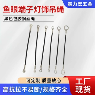 鱼眼端子灯饰吊绳不锈钢保险绳吊灯耐腐蚀防坠拉索黑色包胶钢丝绳