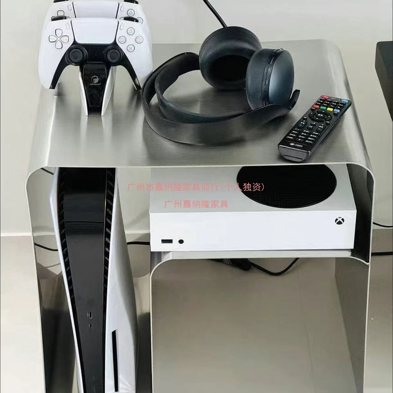 边几中古极简不锈钢床头柜边几一体成型置物柜轻奢茶几包豪斯边几|undefined