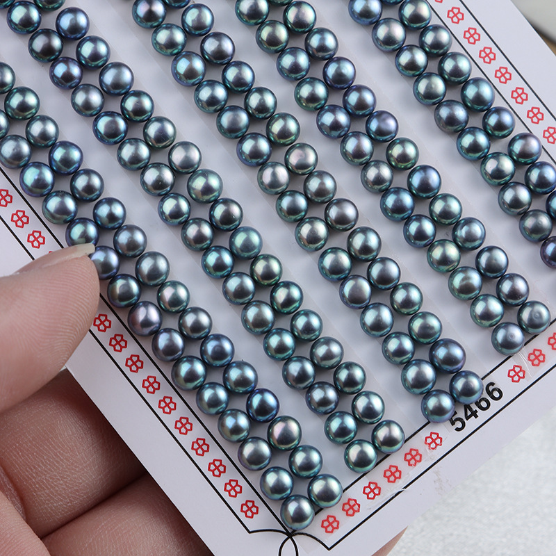 5-Color Dyed Freshwater Pearl Spacer Beads, 4-4.5mm, Half-Drilled Backside—DIY Earring Jewelry Materials