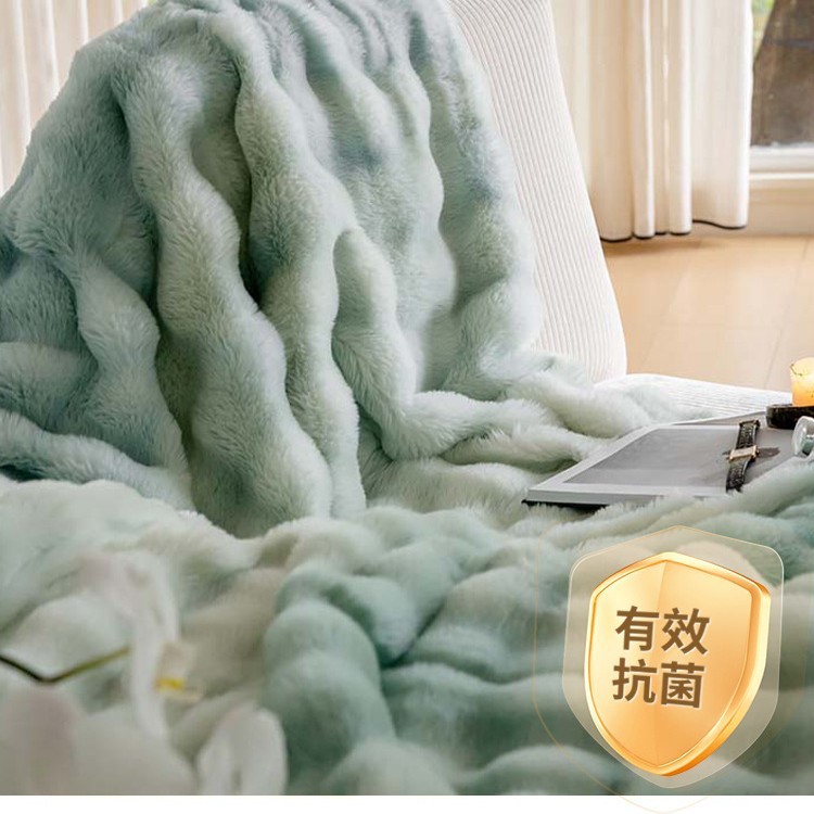 ライト高級ウサギぬいぐるみブランケットオフィス昼寝エアコンソファカバーブランケット冬厚みのあるプラスベルベットブランケット小さなキルトショール|undefined