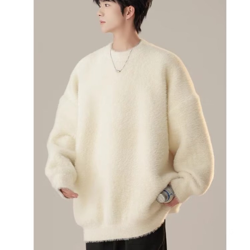 Suéter Otoño e Invierno de los hombres Nuevo Japonés retro de alto grado suéter flojo ocasional estilo perezoso suave glutinoso suéter