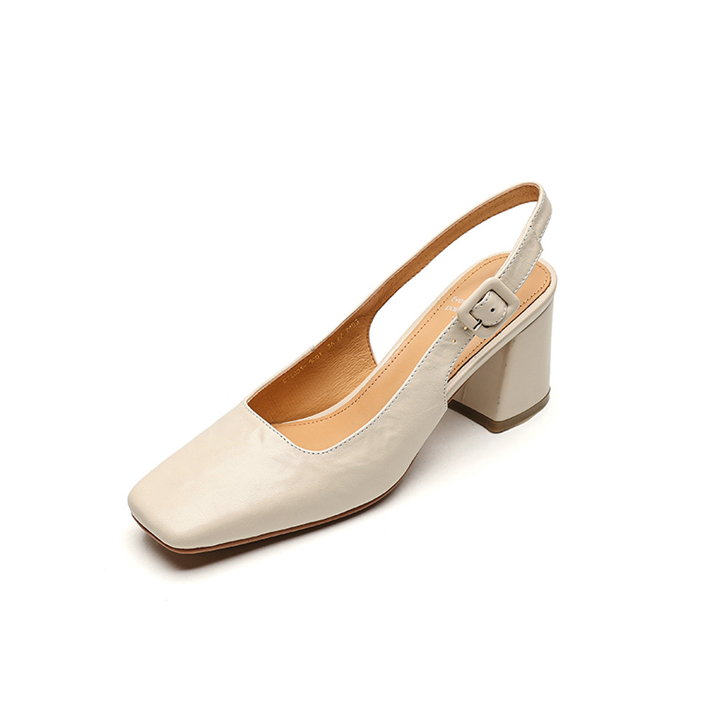 Sandal cao gót nữ mũi nhọn quai khóa, gót thô 9 cm phong cách Hàn Quốc — màu nâu