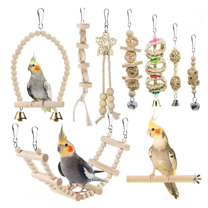 Bird toy set combo swing ladder suspension bridge perch pole birdcage accessories bird supplies bird toys parrot toy