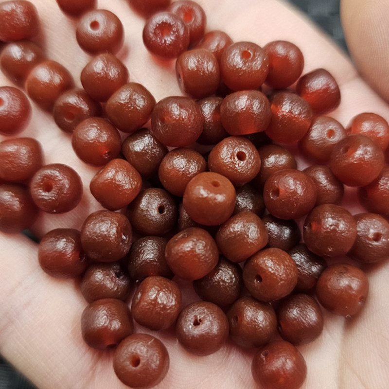 Matte Red Agate Old-Style Loose Beads, Matte Frosted Red Chalcedony Spacer Beads for Jewelry Making Matte Red Agate Old-Style Loose Beads, Matte Frosted Red Chalcedony Spacer Beads for Jewelry Making