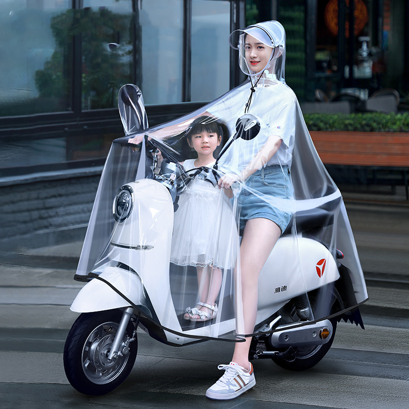 Raincoat electric car double mother and child female 2023 new parent-child rainstorm battery motorcycle special transparent poncho