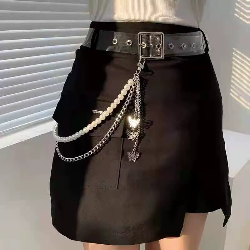 Retro accessory, chain from pearl, pendant with tassels, European style, punk style, simple and elegant design, wholesale