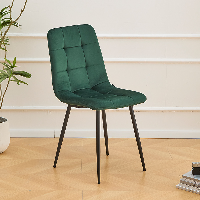 Silla de comedor minimalista moderna silla de respaldo de color de hierro forjado para el hogar, restaurante, hotel, negociación de lujo ligero, silla de ocio de paquete suave