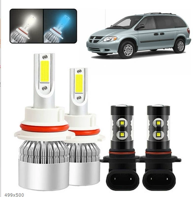 Tcyato Cross-Border Hot-Selling Led Headlight Set, Front Headlights, Fog Lights, High and Low Beam Modified Headlights (Ön faralar) - c6-9004-2-pieces-lens-fog-lights-9005-2-pieces