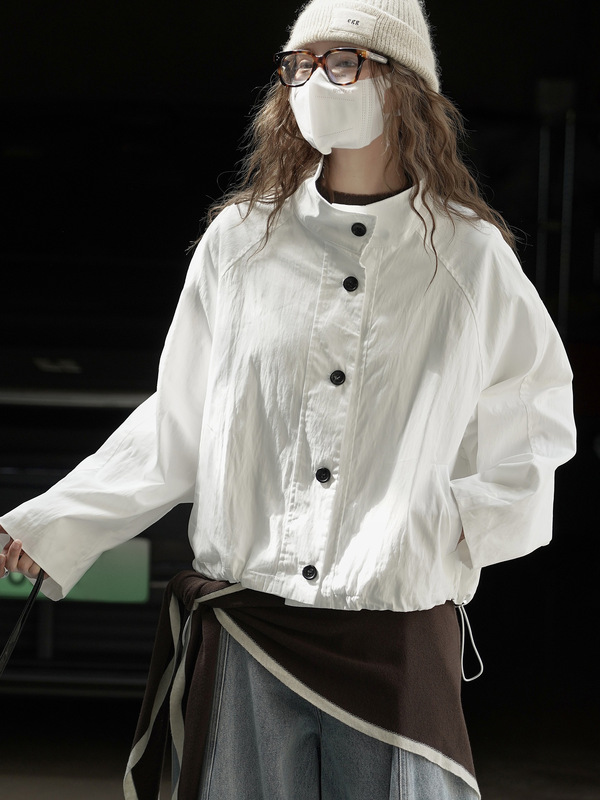 秋冬新款韩系时髦潮流弧线分割衬衫领夹克挺括有型休闲外套女|undefined
