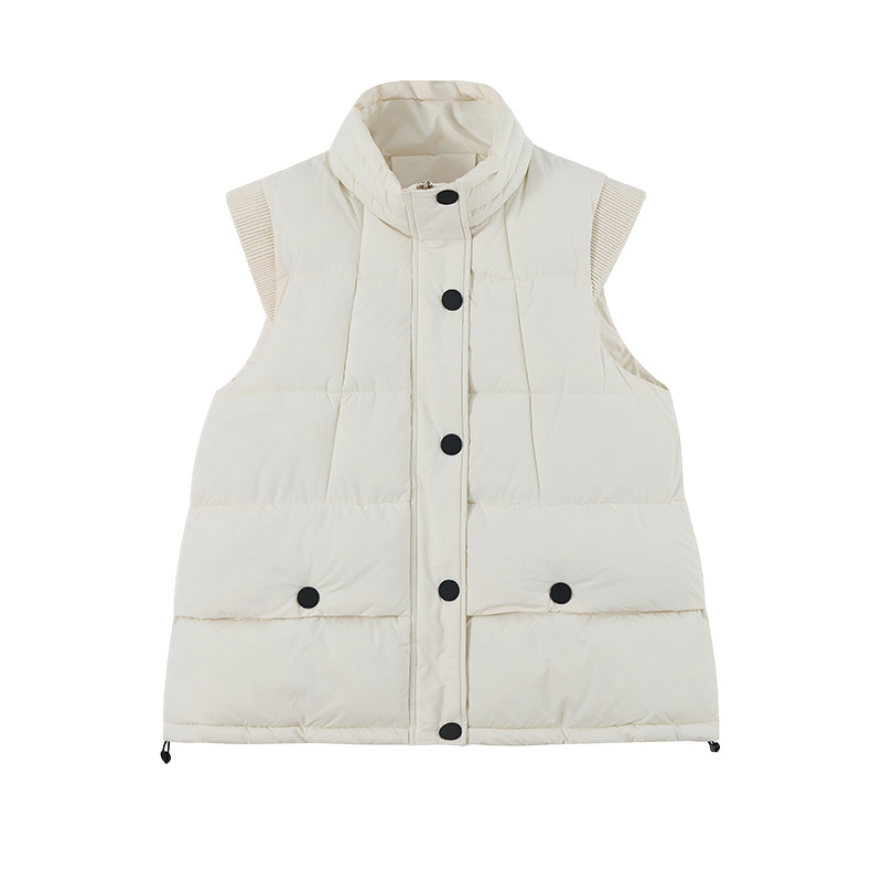 Chaleco de algodón coreano de pluma para mujeres invierno 2025 nuevo estilo suelto de moda de collar sin mangas de algodón chaqueta de hombro