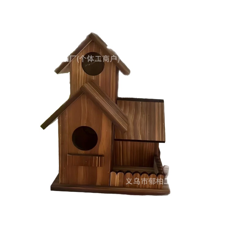 デザイン無垢材鳥の巣 3 ルーム屋外吊り木の餌箱ペット繁殖木製ハウス木製装飾ペンダント|undefined