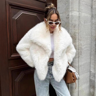 European and American Ins Internet-famous Fur Coat Women's Large Lapel Street Photoshoot Fluffy Fox Fur Coat All-match Eco-friendly Fur Women