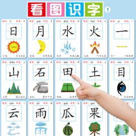 幼儿园看图识字挂图儿童宝宝认字墙贴幼小衔接汉字表启蒙早教学习