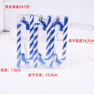 Cross-border New Christmas Cane Pendant Christmas Tree Decoration Electroplated Painted Plastic Props Window Counter Ornaments