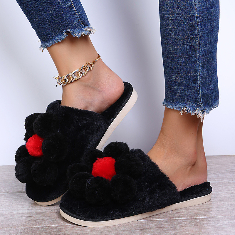 Cotton Thick-Bottomed Flowers Plush Slipper NSKJX104843