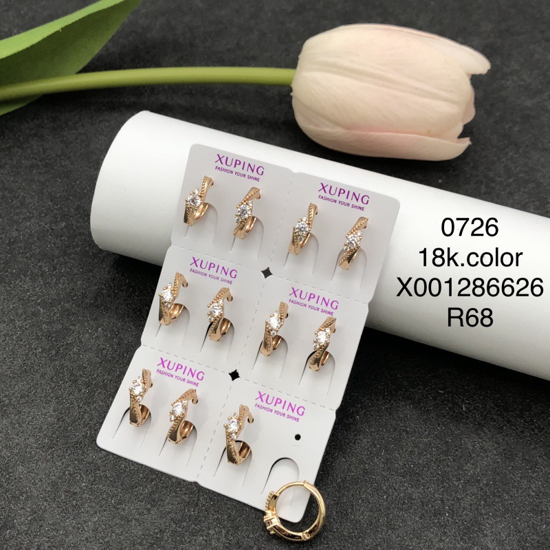 Pendientes de Aleación Xuping con Baño de Oro de 18k y Múltiples Circonitas, Estilo Europeo y Americano, Versátiles y a la Moda para Mujer, Venta al por Mayor