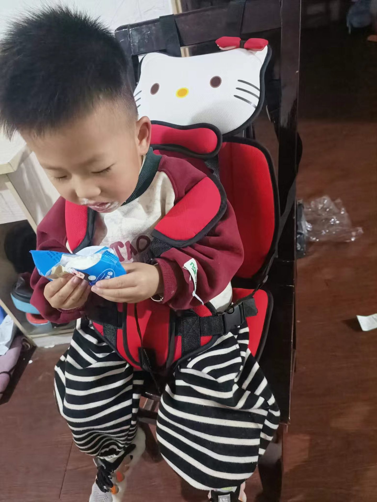 Big-Faced Cat Style Non-Computer Vehicle Electric Tricycle Seat Cushion Thickeneded Sponge Cushion Fixed Strap