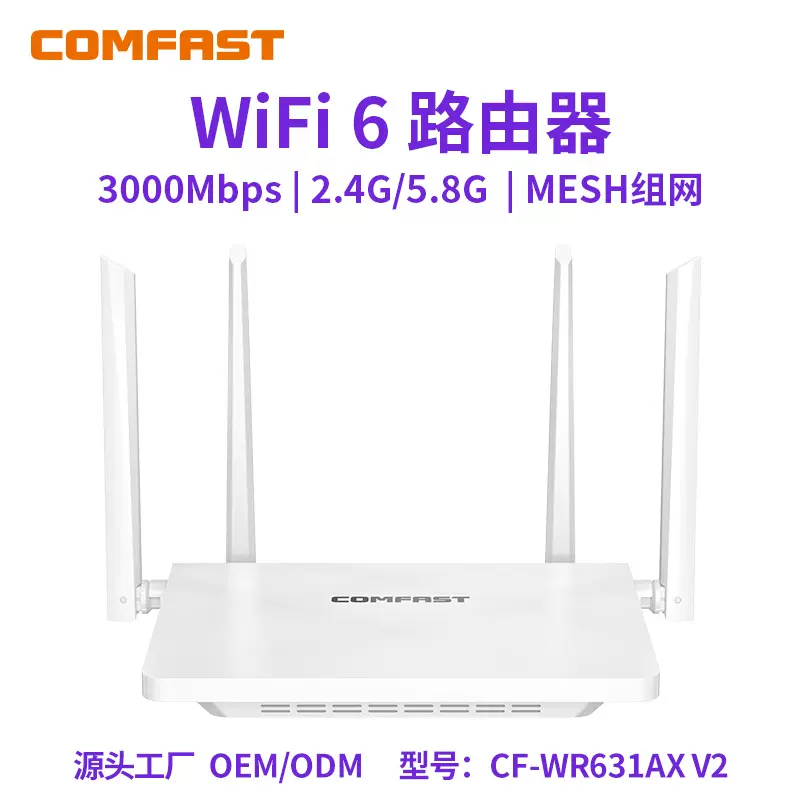 COMFAST CF-WR631AX V2 全千兆5G双频WIFI6四天线3000M无线路由器
