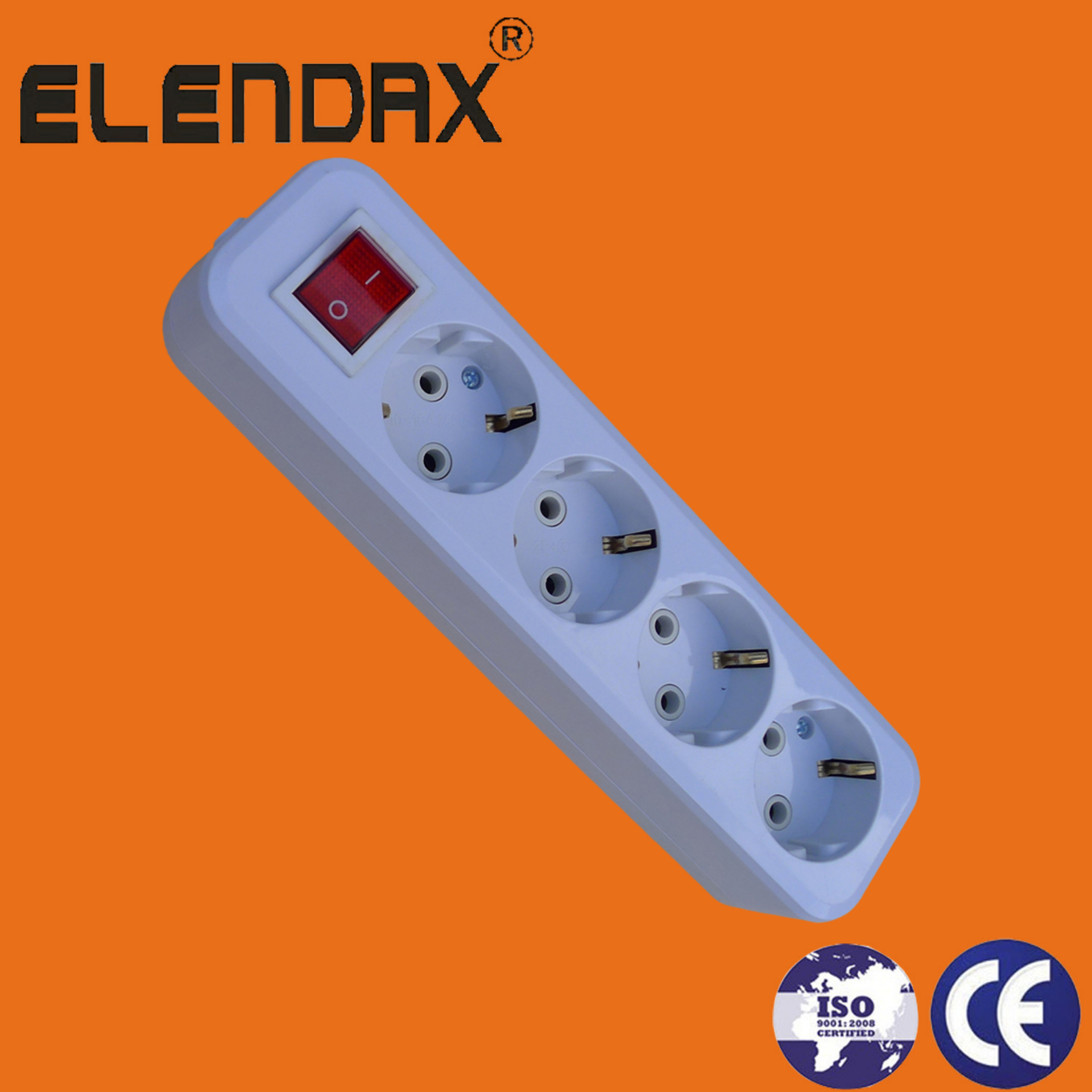 供应可拆装可接线　带接地带开关　四位欧式移动插板 (E8004ES)