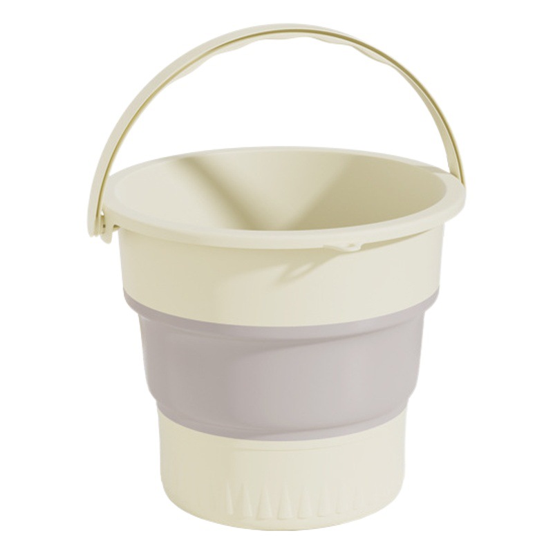 Cream Style Foldableable Bucket for Home Bathroom Large Capacity Thickened Handle High Temperature Resistant Outdoor Fishing Plastic Bucket