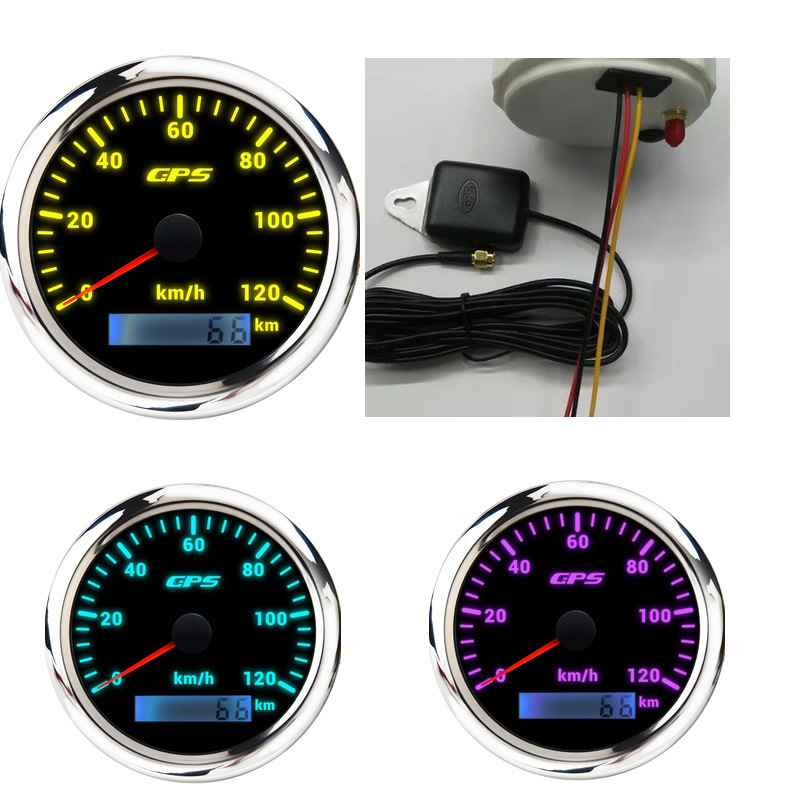 Cross-border dedicated car modification ship yacht GPS speedometer 7-color backlight 85mm0-120kmh speedometer