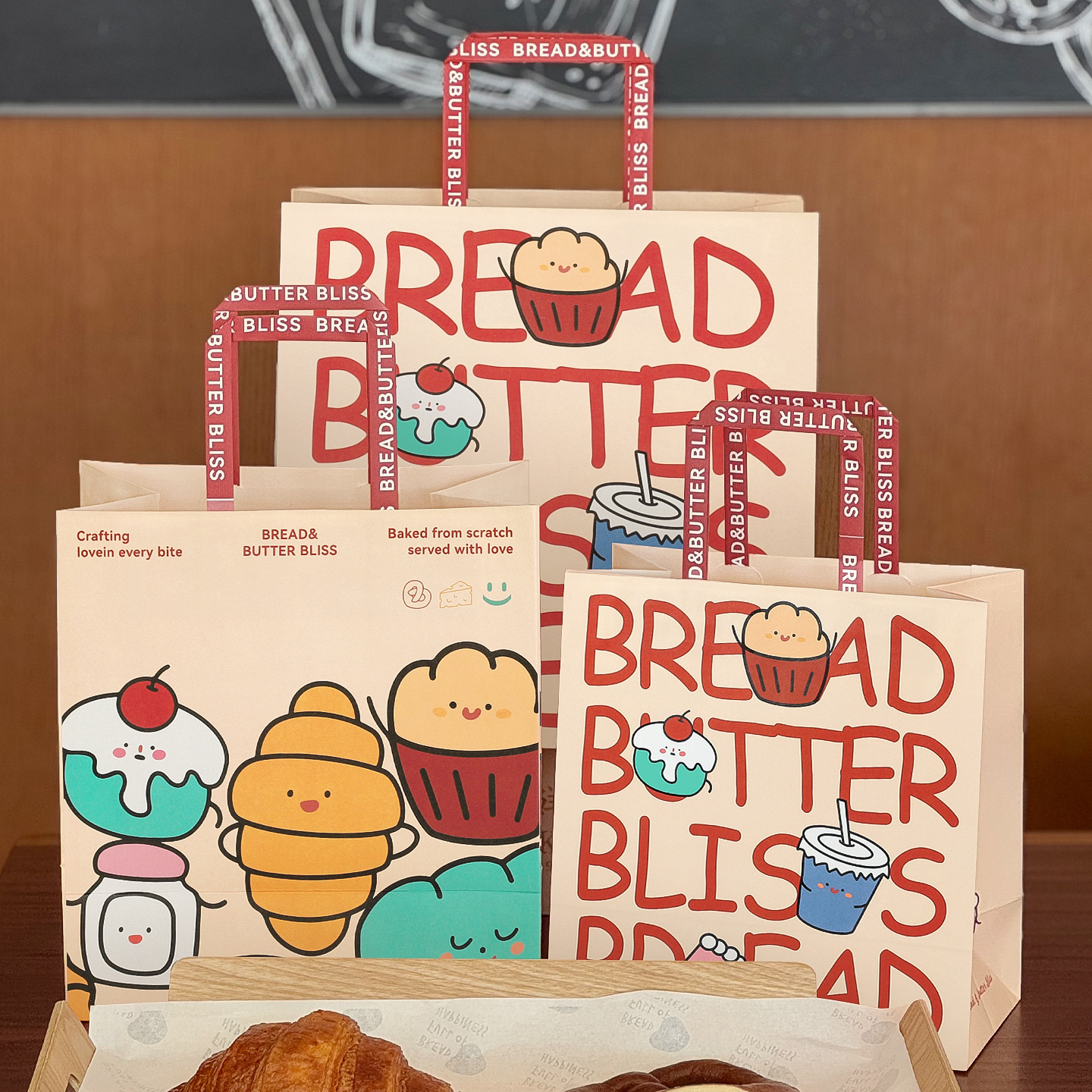 网红面包店手提袋蛋糕烘焙包装卡通商用外卖打包袋子纸袋印刷logo