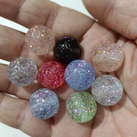16mm个性镭射冰花粉圆珠 DIY手工串珠散珠手链串笔手机链饰品配件