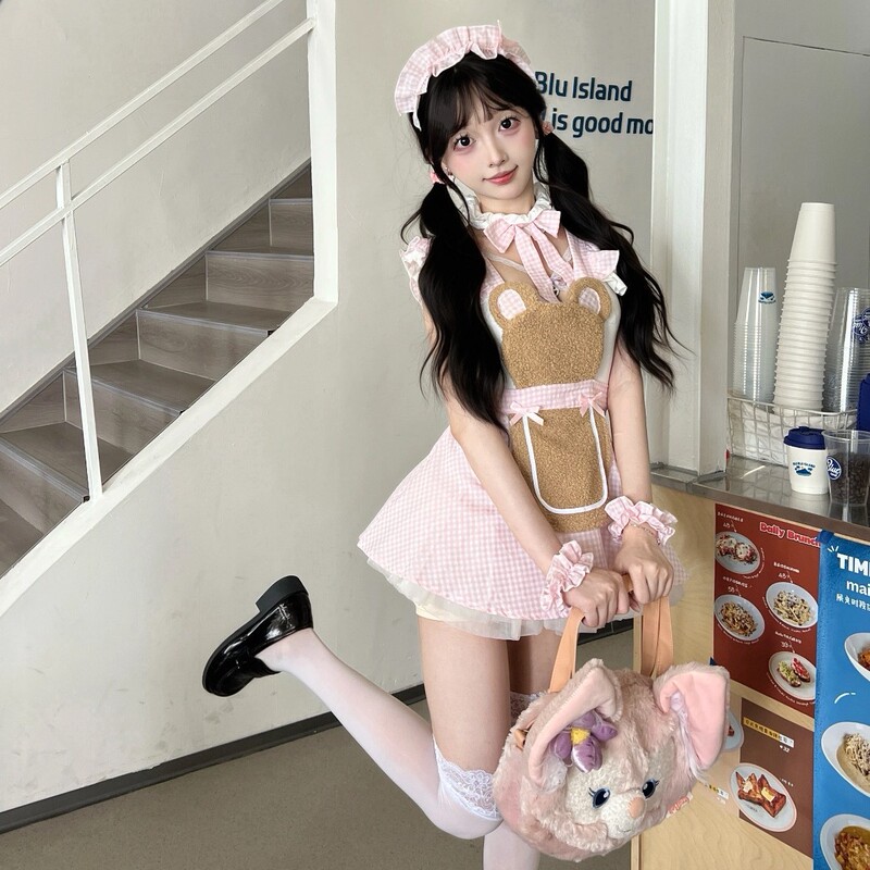 Diyuesi Sexy Lingerie Maid Outfit Pure Desire Style Cook Girl Ruffled Sweet Maid Suit Female A800