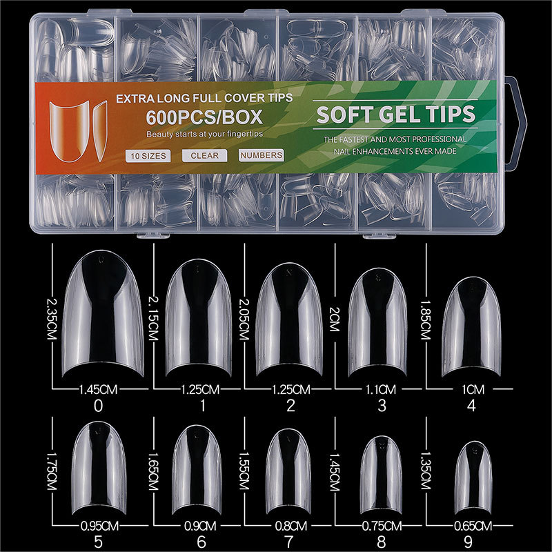 Transfronterizo nuevo manicuras de manicuras sin grabar delgado semigrasado sin marcas europeas y americanas dedo falso esmerilado 600pcs manicuras al por mayor