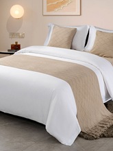 床旗床尾巾民宿奢华酒店宾馆床盖家用新中式样板房纯色床搭J^