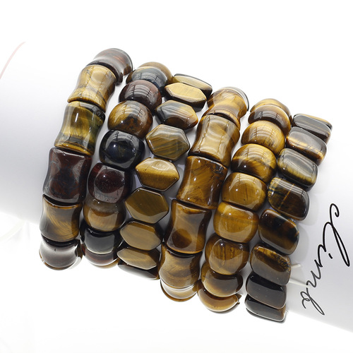 European and American foreign trade bamboo knot natural color yellow tiger eye stone bracelet high quality cat's eye tiger eye stone bracelet hand decoration 