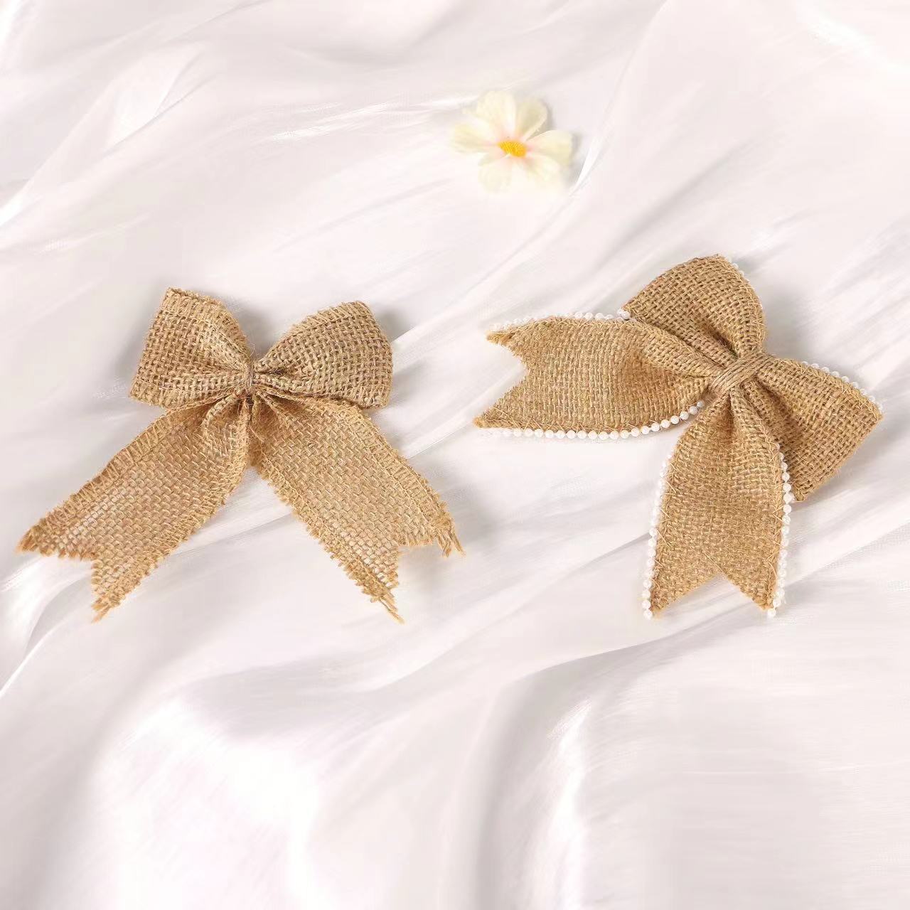 Venta caliente de encaje de cola de milano arco de lino decoración de Navidad DIY ropa zapatos y sombreros accesorios de decoración