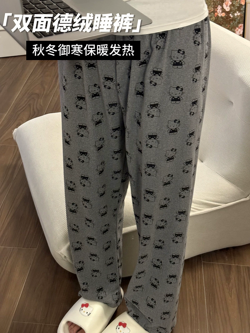 Velvet keep warm soft cartoon trousers