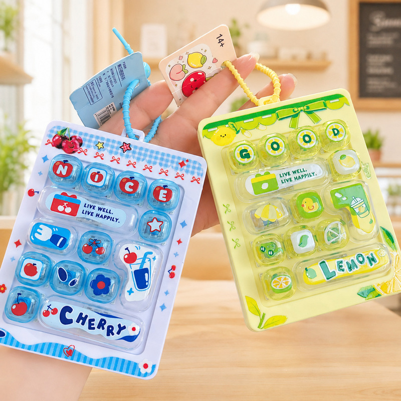 Fun Stress-Relief Keyboard 14-Key Keychain Fruit Mood Booster Button Game Student Bag Pendant Gift